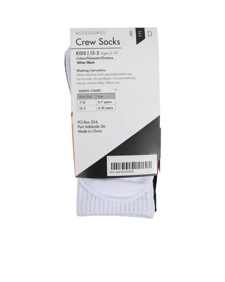 Socks3Pk Kids Crew