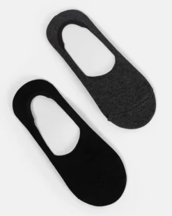 Socks 2Pk Womens Invisible Black